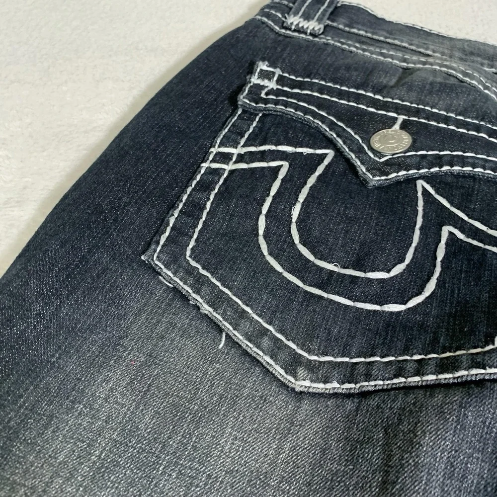 True Religion Bobby Super T Jeans Mens 40x34 Gray Dark Wash Straight USA Made